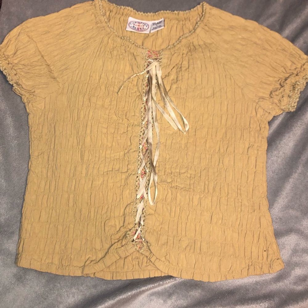 Carolina Blues Lace Up Front Blouse